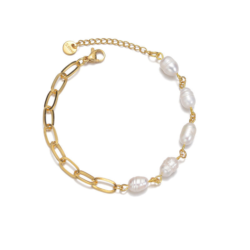 Women's 14K Gold Stitching Pearl Special-interest Design High-grade Bracelet