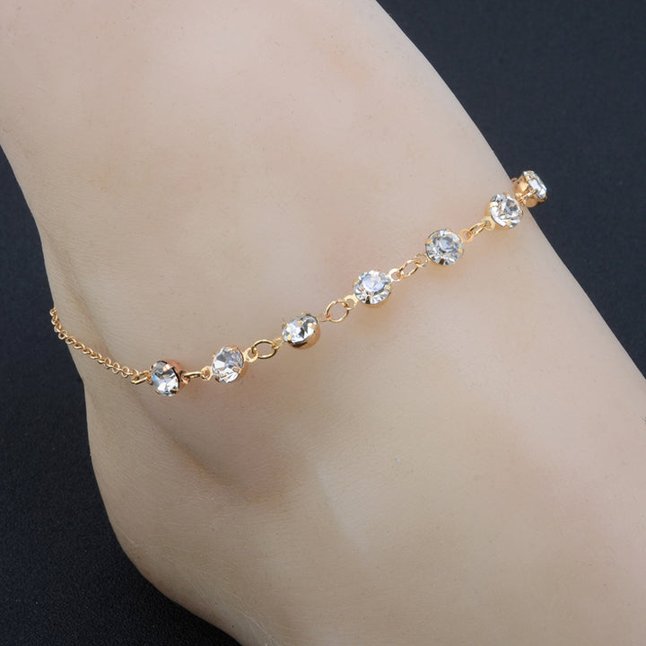 Simple Jewelry 7 Rhinestone Feet Chains Anklet