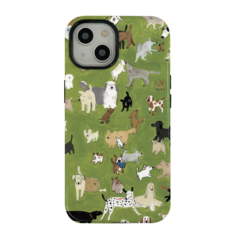 Personnalité de la mode Case de téléphone pour chiens de fond vert