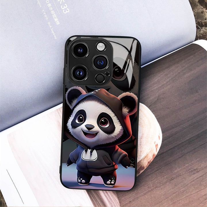 Panda telefoonhoesje schattige cartoon nationale schat glas harde case