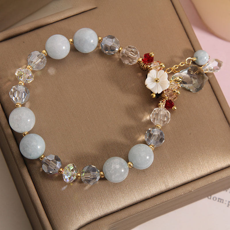 Pulsera de cristal de aguamarina natural de nicho de mujer