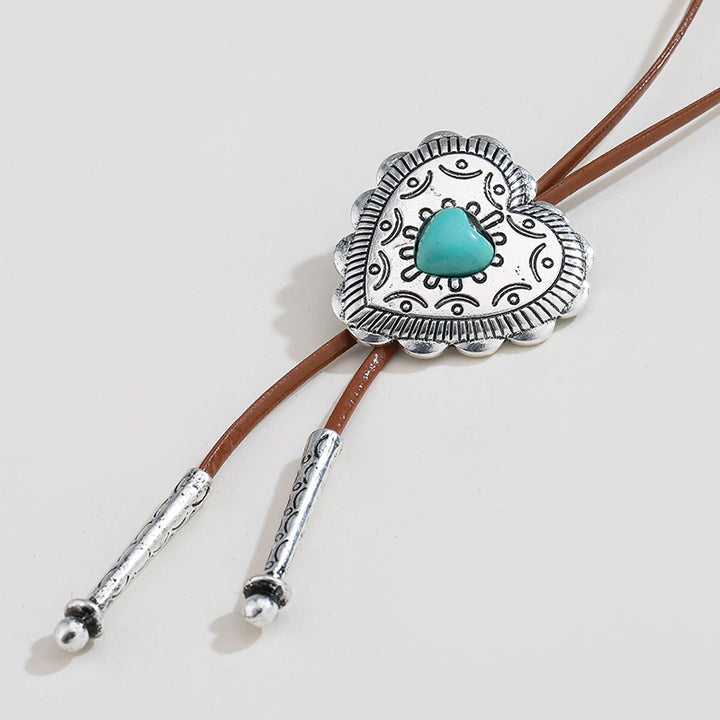 Europese en Amerikaanse Retro Turquoise Cross Necklace