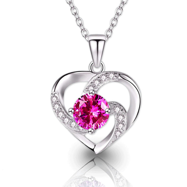 Fashion Lady Heart anheng belagt 925 sølv halskjede smykker