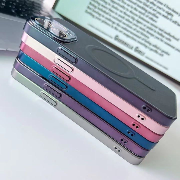 Ultra-Thin PC Plain Leather Magnetic Suction Suitable For Phone Case Water Glass Lens Protector