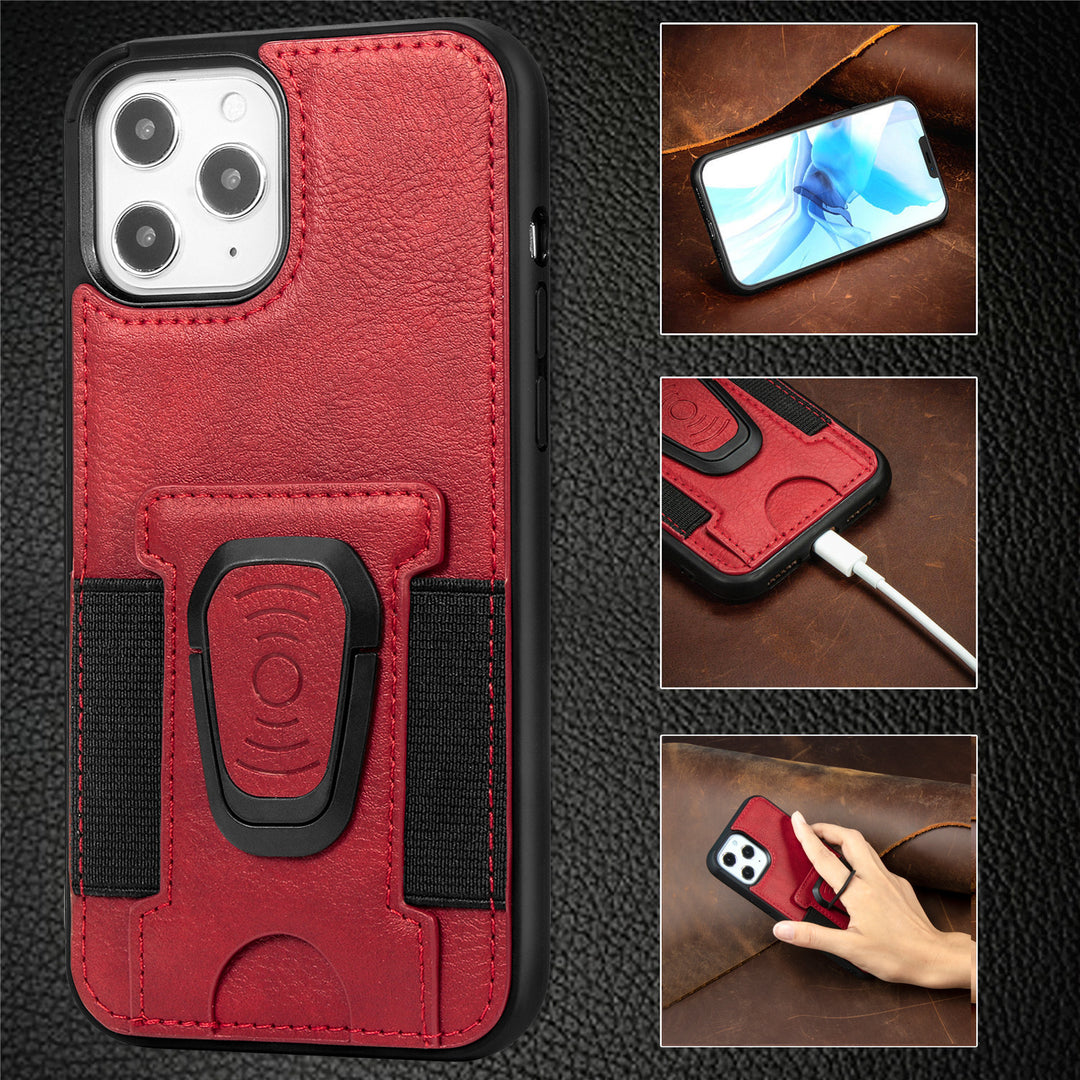 Ring Magnetic Snap Leather Phone Case