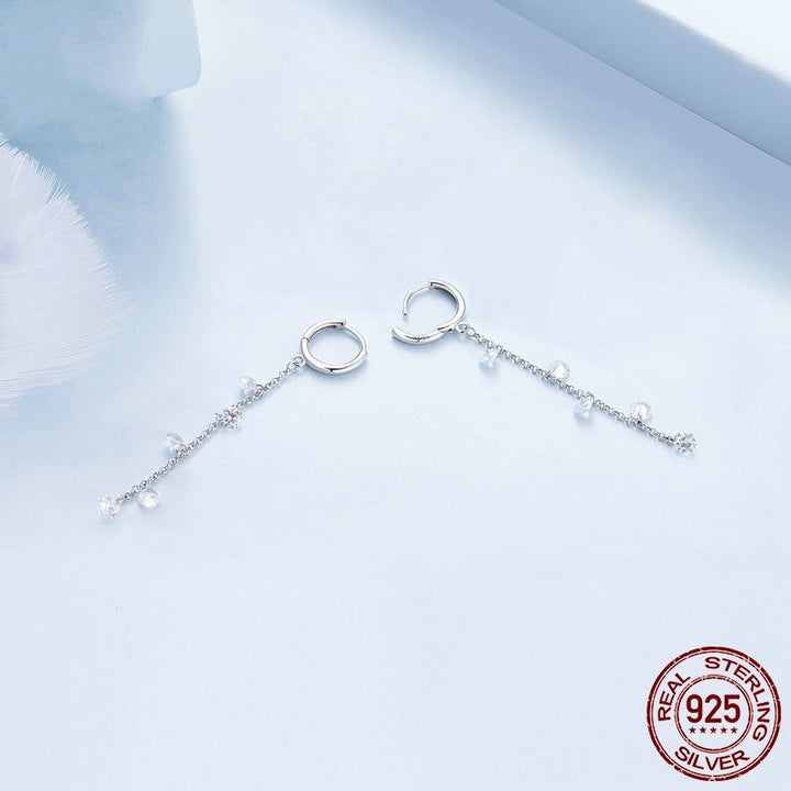 S925 Sterling Silver Long Smart Tassel Ear Clip