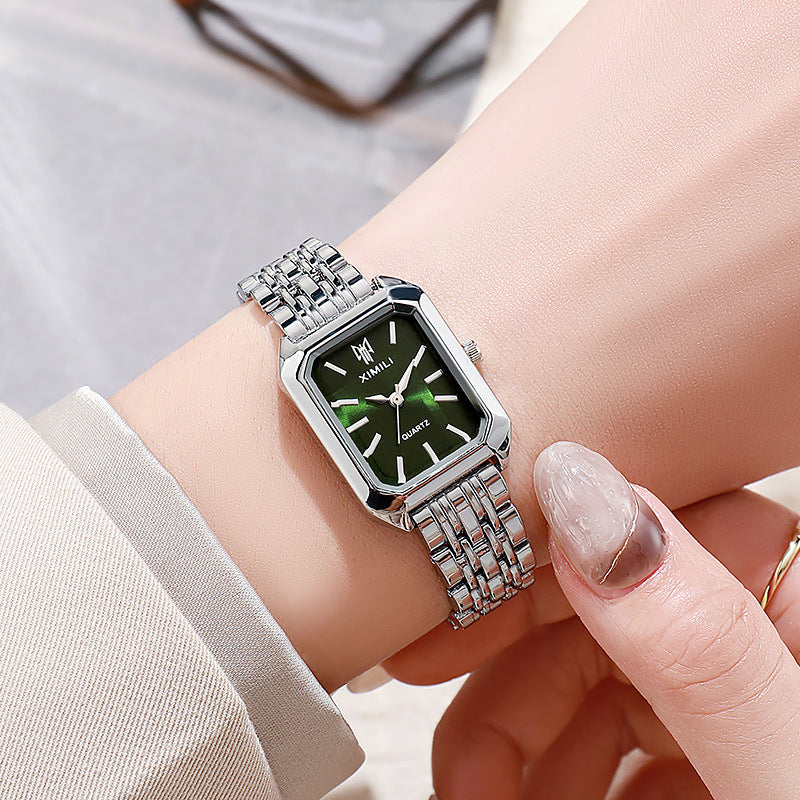 Fashion Simple Square Steel Strap Woman's Watch