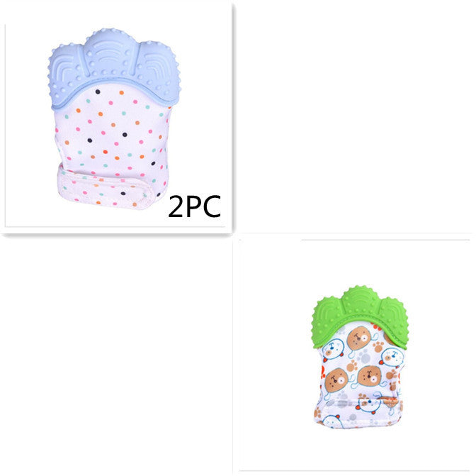 Бебешки тийър бебешки анти-ухапващи силиконови моларни ръкавици детски звукови играчки