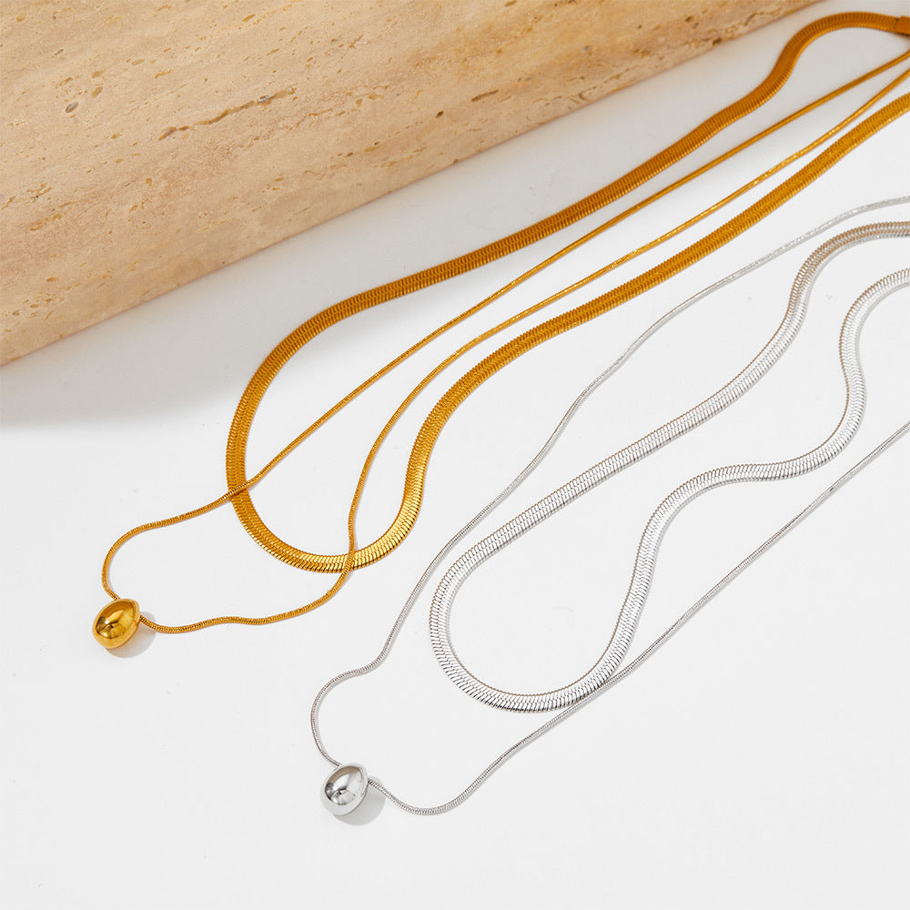 Dubbellaags waterdruppel hanger Multi-layer ketting eenvoudige stijl roestvrijstalen ketting