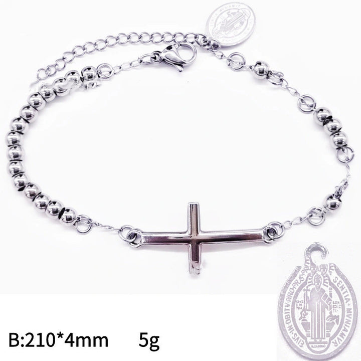 Bracelet croix en acier inoxydable de 4 mm pour hommes