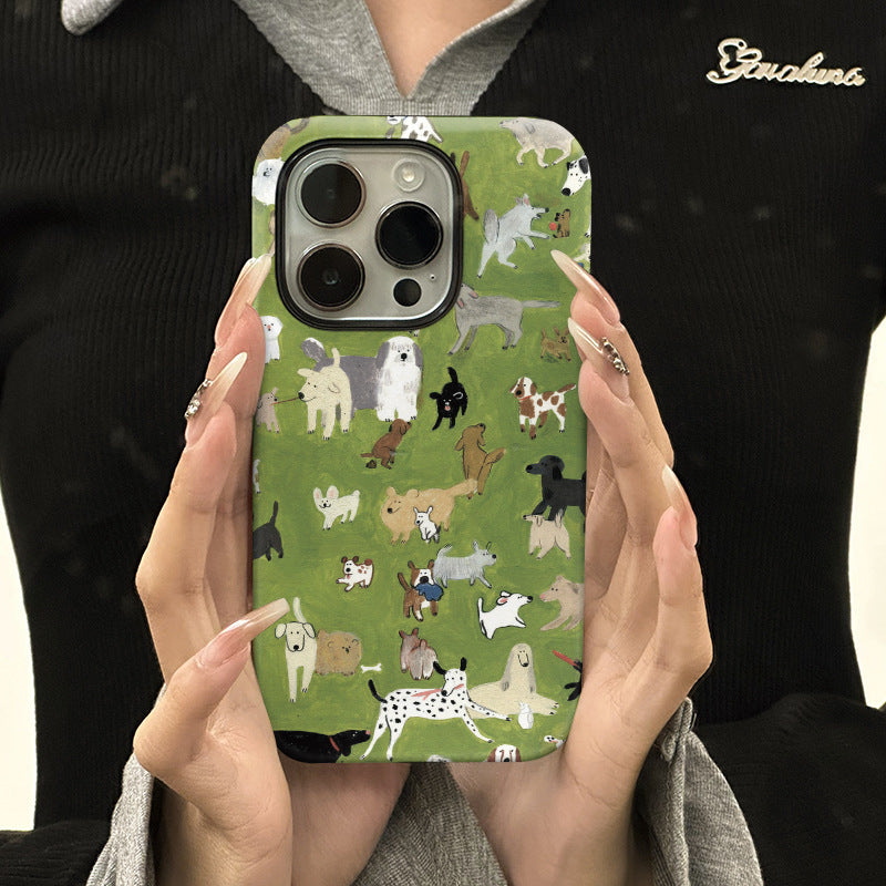 Personnalité de la mode Case de téléphone pour chiens de fond vert