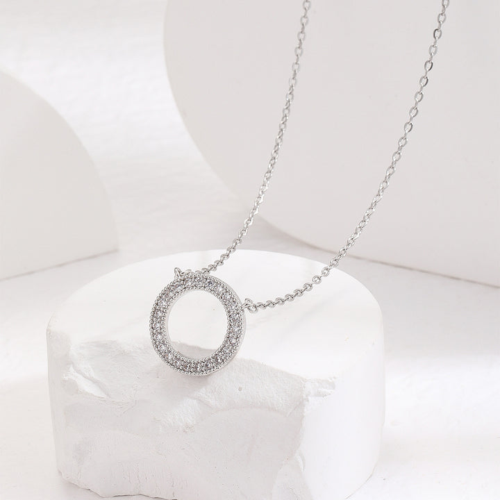 Enkelt kobber innlagt zirkon clavicle chain kvinners full diamant lang