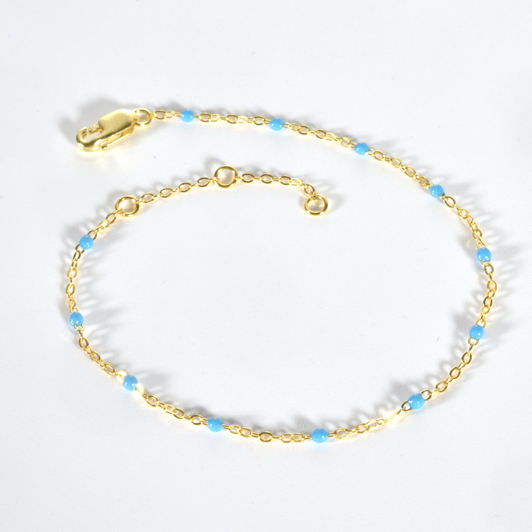 S925 Sterling Silver Color Epoxy Beads Stitching Bracelet