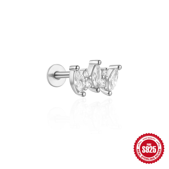 S925 Orecchini piercing alla moda di luna in argento sterling