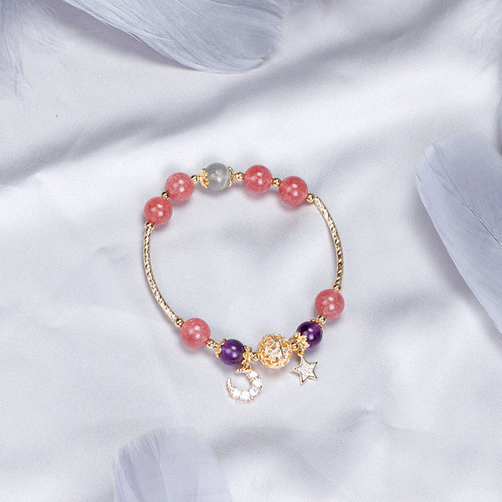 Bardo Crystal Armbånd Strawberry Quartz White Moonlight