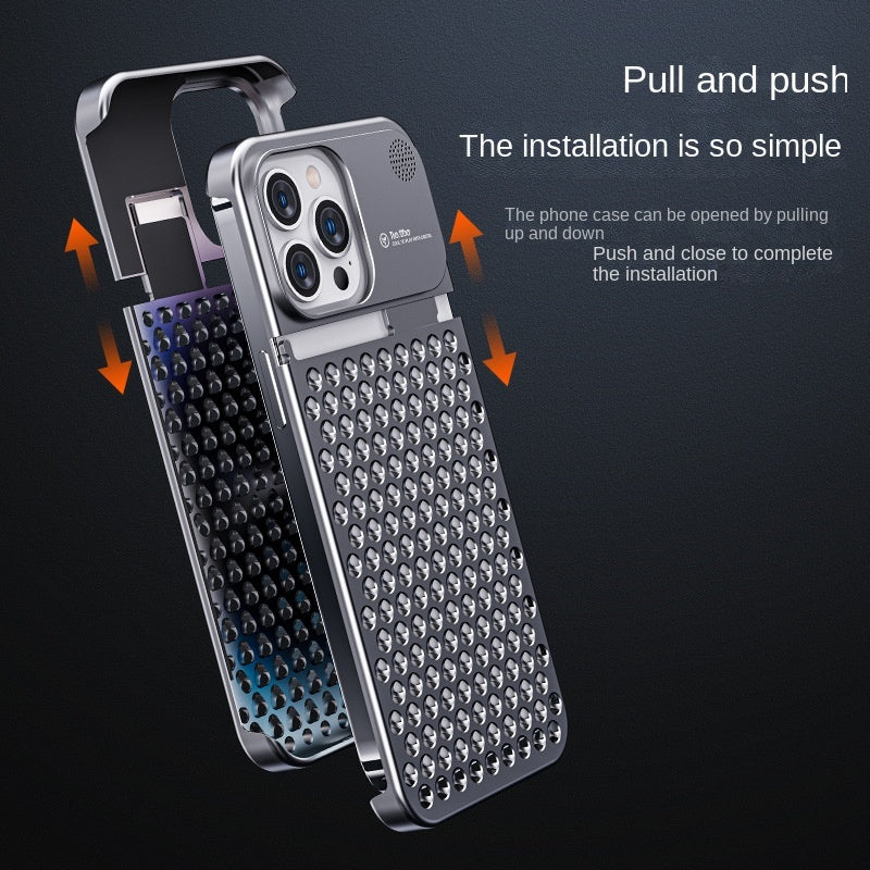 14 13 Pro Max Plus Hollow Heat散逸防止防止防止筋肉衝撃携帯電話のアルミニウム合金電話ケース