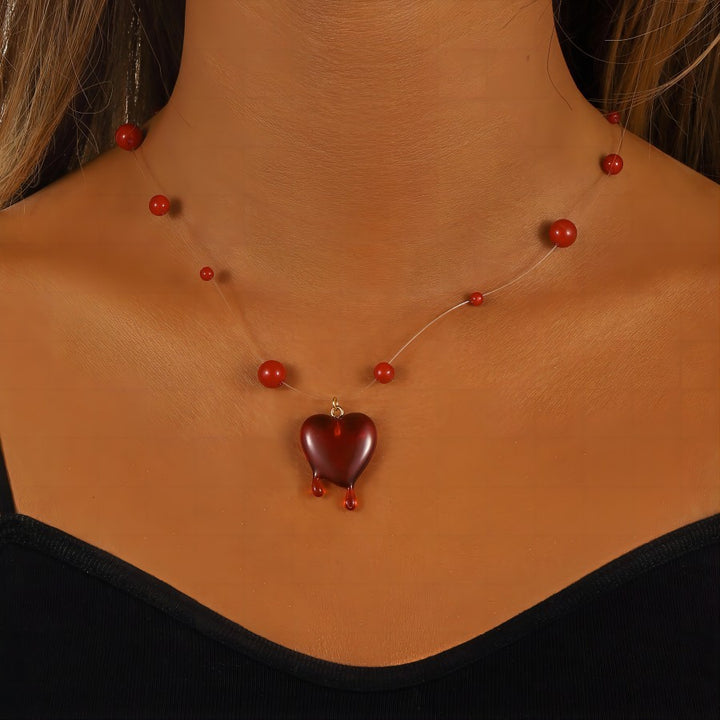 Fashion Halloween Red Love Blood Drop Beads Collar