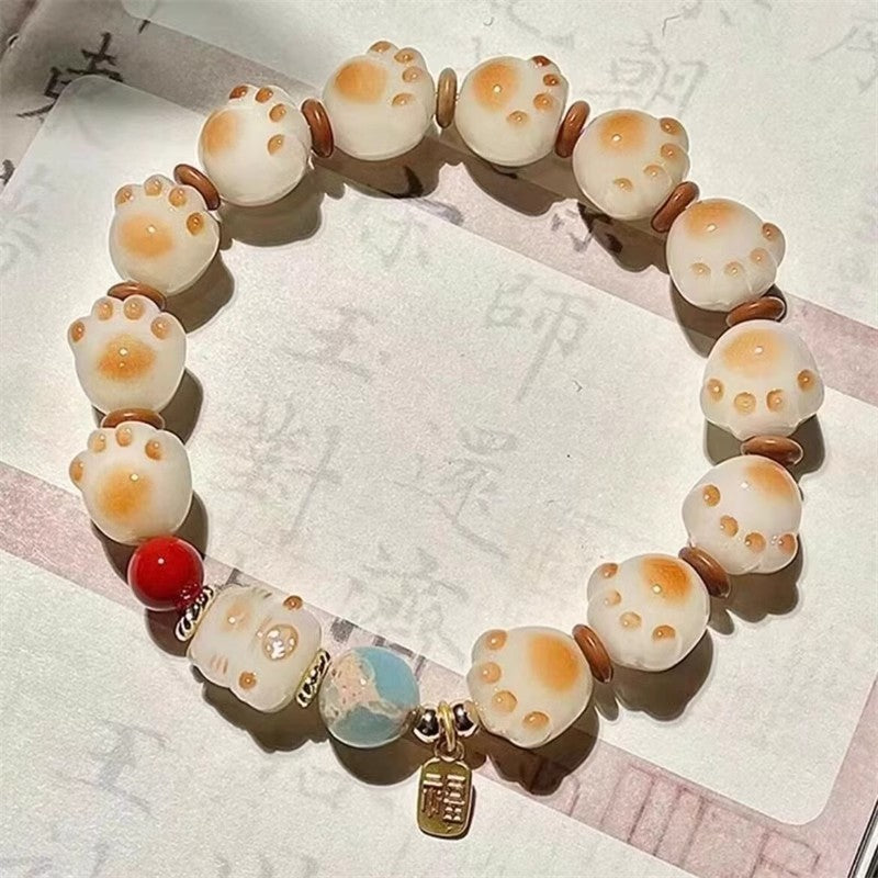 Blessing Card Lucky Cat Cat Bracelet Charcoal