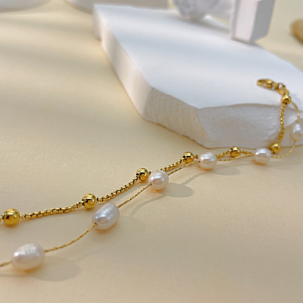 Bracelet de perles d'eau douce et naturelle pour femmes
