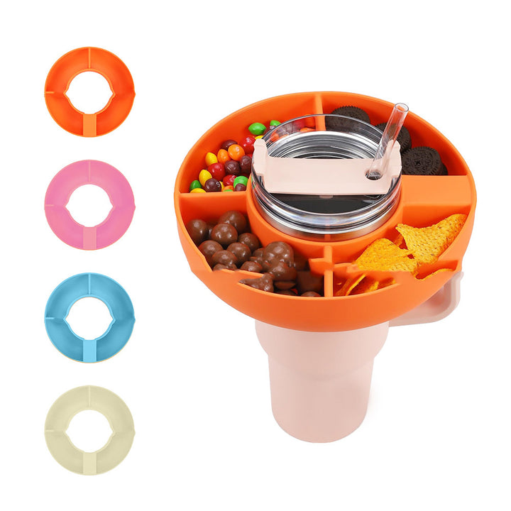 Bocadillo de silicona para taza de 40 oz recipiente de bocadillo reutilizable 4 platos de bocadillo de compartimento tazón de bocadillo bandeja de comida