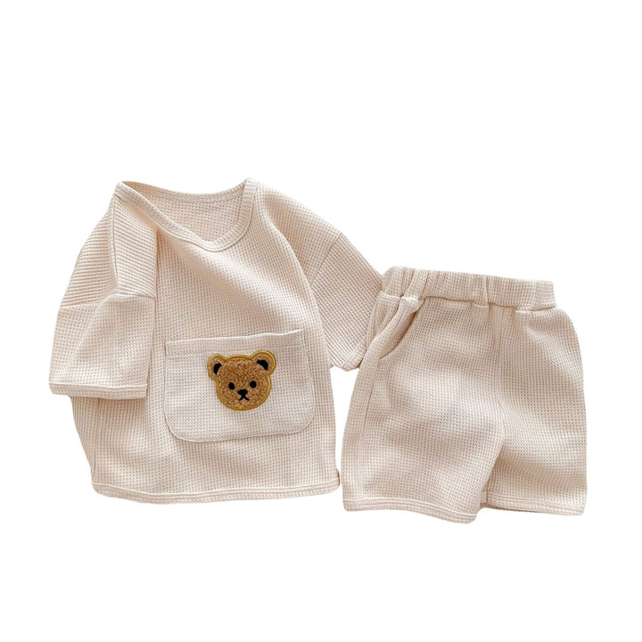 Unisex Baby Suit Clothes For Babies Summer Two-piece Waffle