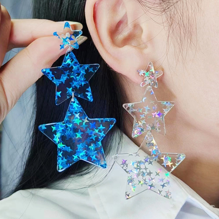 Color Pentagram Acrylic Earrings Female