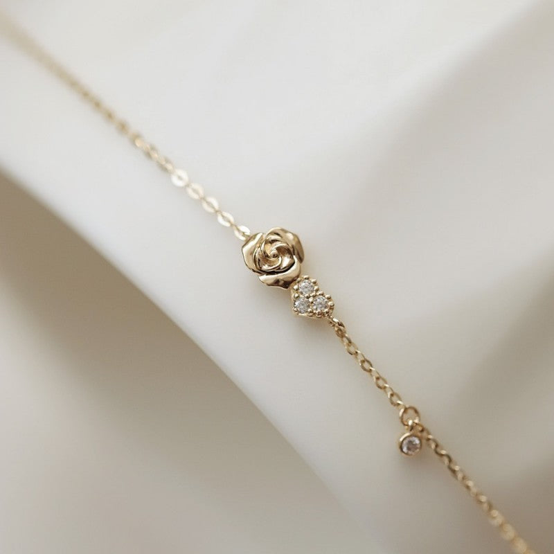 Delicate Heart Rose Bracelet Advanced Design French Style