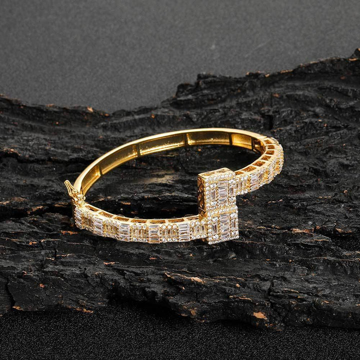 Men's Mixed Inlaid T-Square Zircon Bracelet