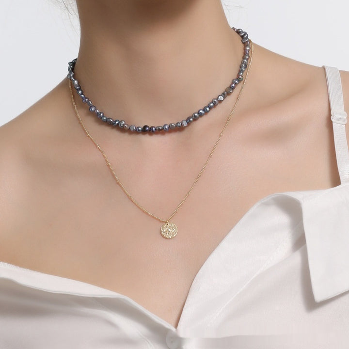 Original Design Natural Freshwater Pearl Necklace ClaVicle Chain Chain Twin Light Luxury Series