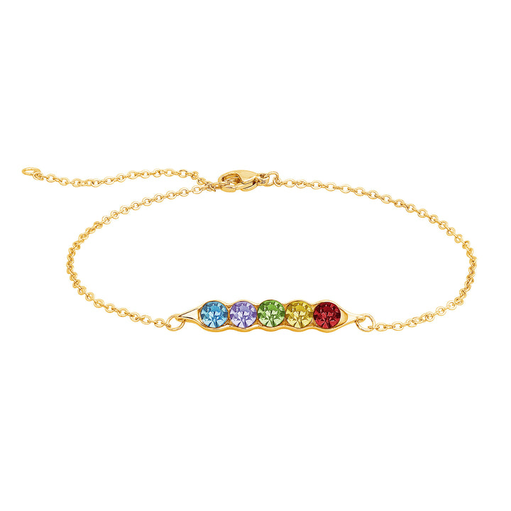 Fashion Pea Pod Female Diamond-Errusted 12-Color Birthstone Armband