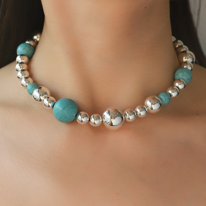 Elegante turquoise kralen ketting voor vrouwen Europa en Amerika Cross Border Fashion kralen