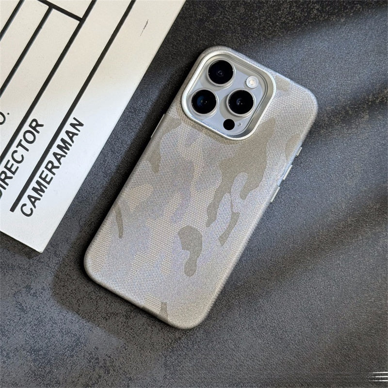 Étui de téléphone Advanced Simple Camouflage en cuir de camouflage Cadre de protection magnétique résistante à Drop