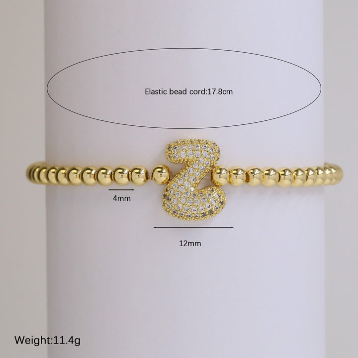 Litir Zircon Boilgeog 18K Balún Buas Bead Bead Bead Bead Elastic Bracelet Elastic