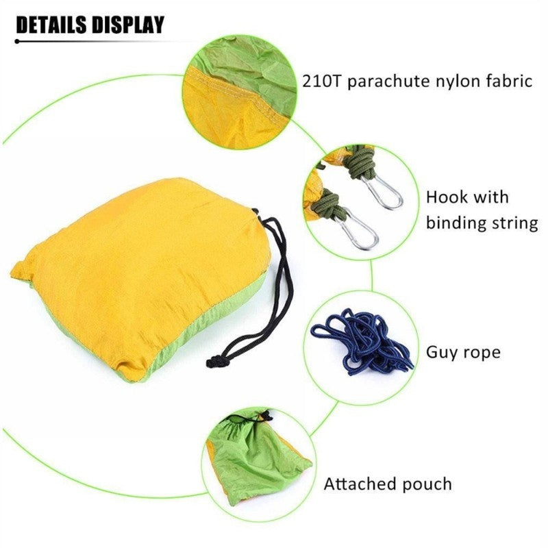 Hamaca de mochilero - hamaca doble al aire libre de paracaídas de nylon portátil