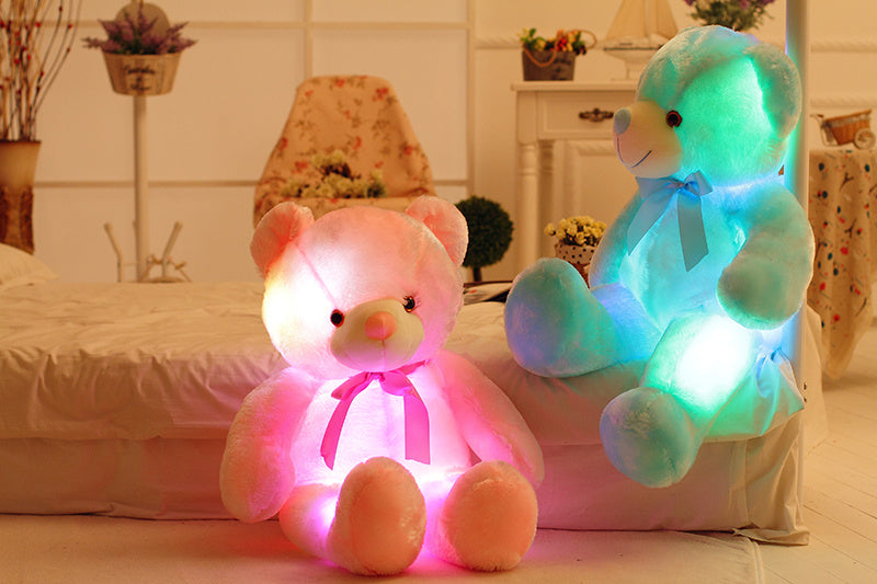 Creatief Light Up Led Teddy Bear knuffel Dieren pluche speelgoed kleurrijk gloeiend kerstcadeau voor kinderen kussen