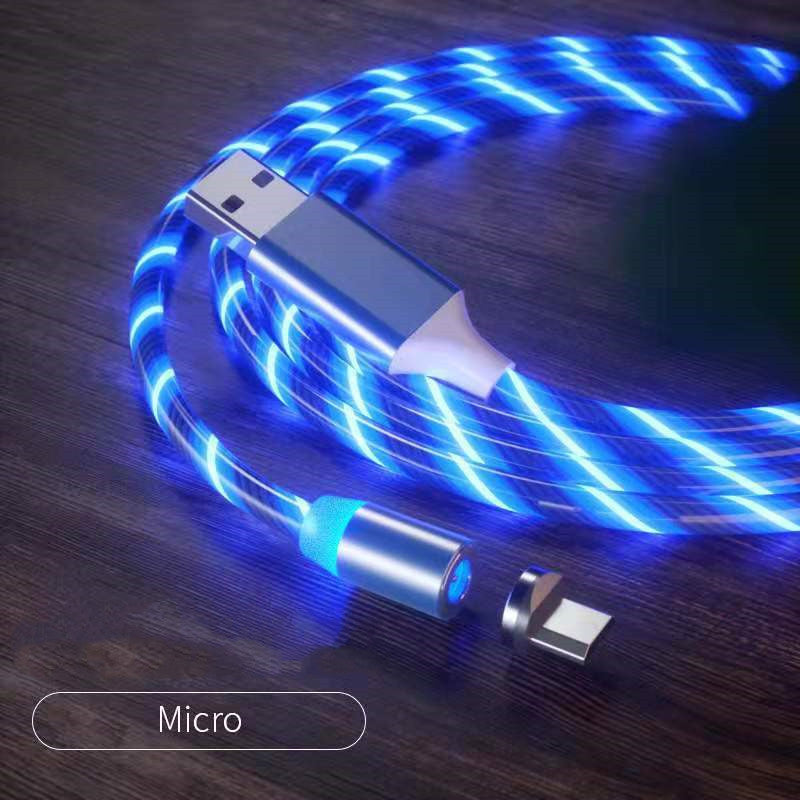Cable de carga magnética Filinero de carga rápida Iluminación de cable Micro Cable USB LED Maggénero Tipo C Cable