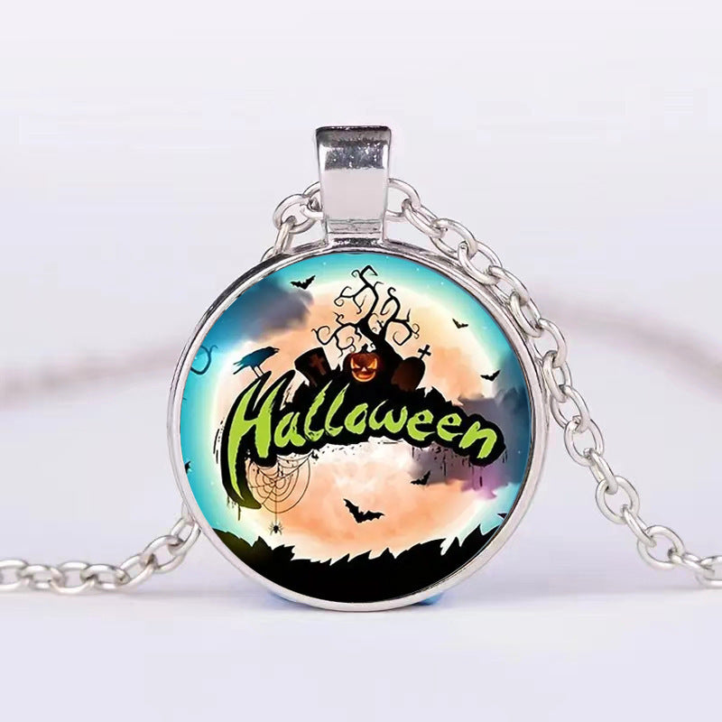 Halloween redondear calabaza fantasma bat collar hombres y mujeres personalidad clavícula collar joyas de moda accesorios