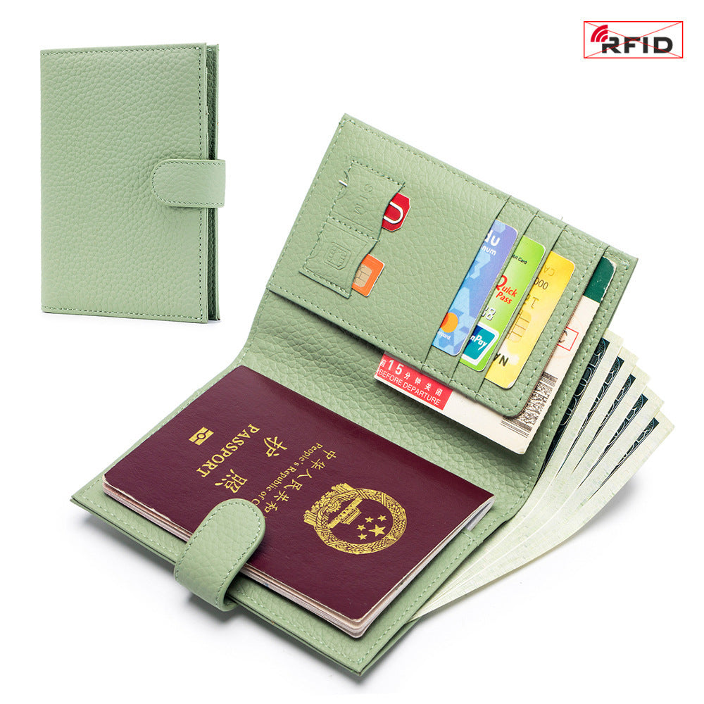 Bolsa de pasaporte de cuero Rfid Multifuncional