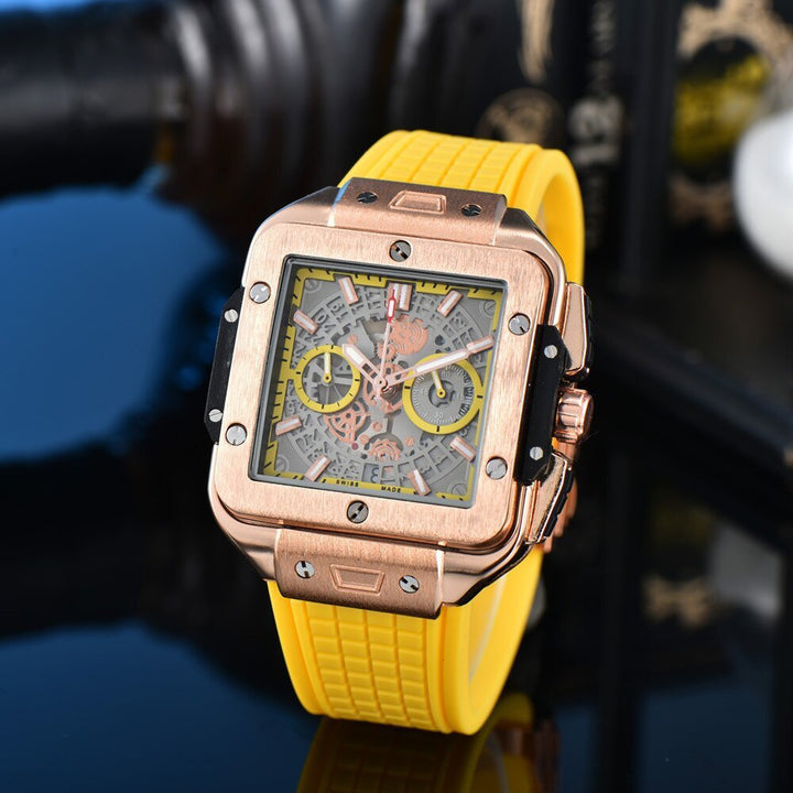 Quartzo Hollow Square assista homens de silicone multicolor