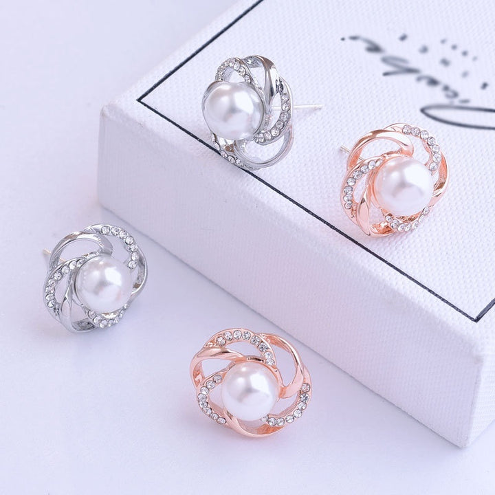 Rose Type Pearl Elegant Ear Studs Temperament Trend