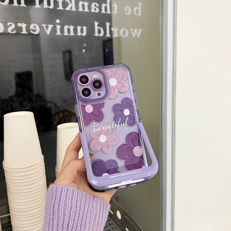 Cute Oil Painting Flower Invisible Bracket Phone Case