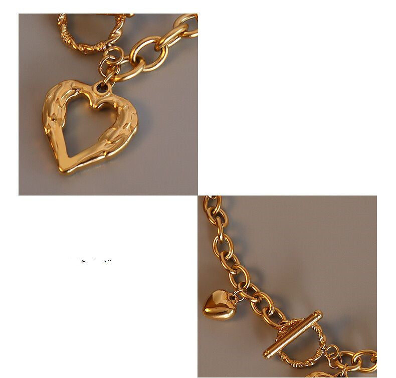 French Style Titanium Steel 18k Gold Peach Heart Colace Femei