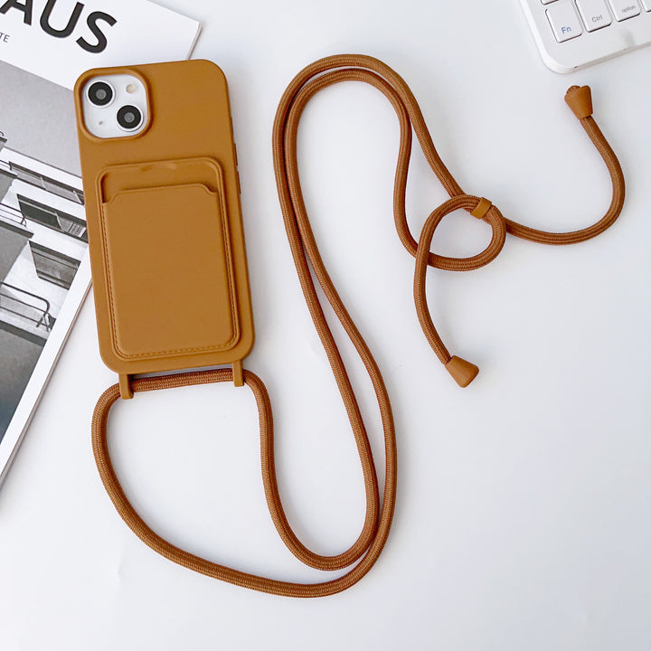 Integrierter Kartenhalter Cross Body Lanyard Phone Hülle Silikonfarbe Schutzabdeckung