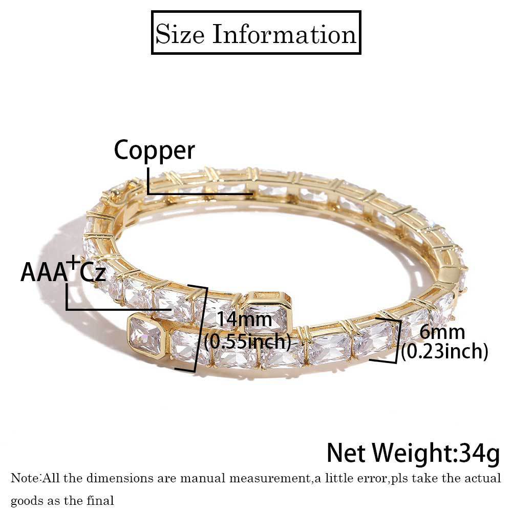 European Hip Hop Single Row Rectangular Zircon menns armbånd