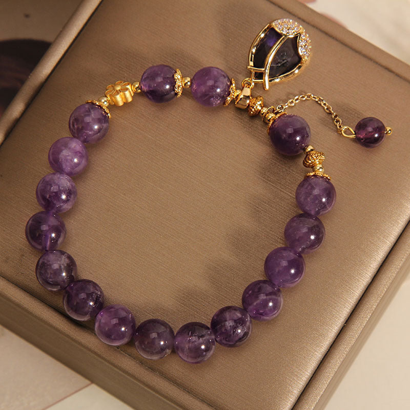 Pulsera de cristal púrpura hembra inspantal interés especial luz de lujo retro