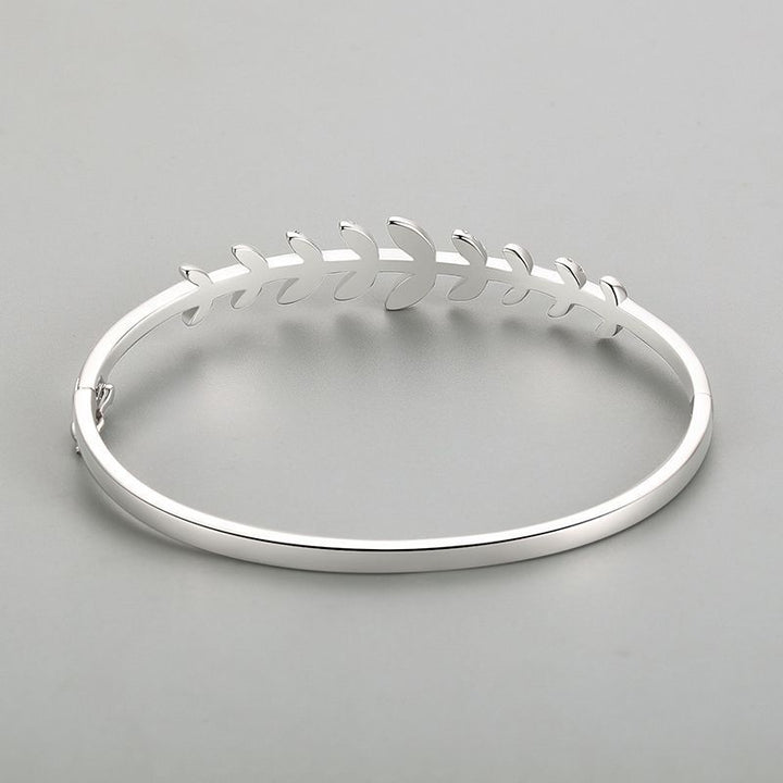 S925 Silberarmband Weibliches Blatt ovales Armband Offenes Armband