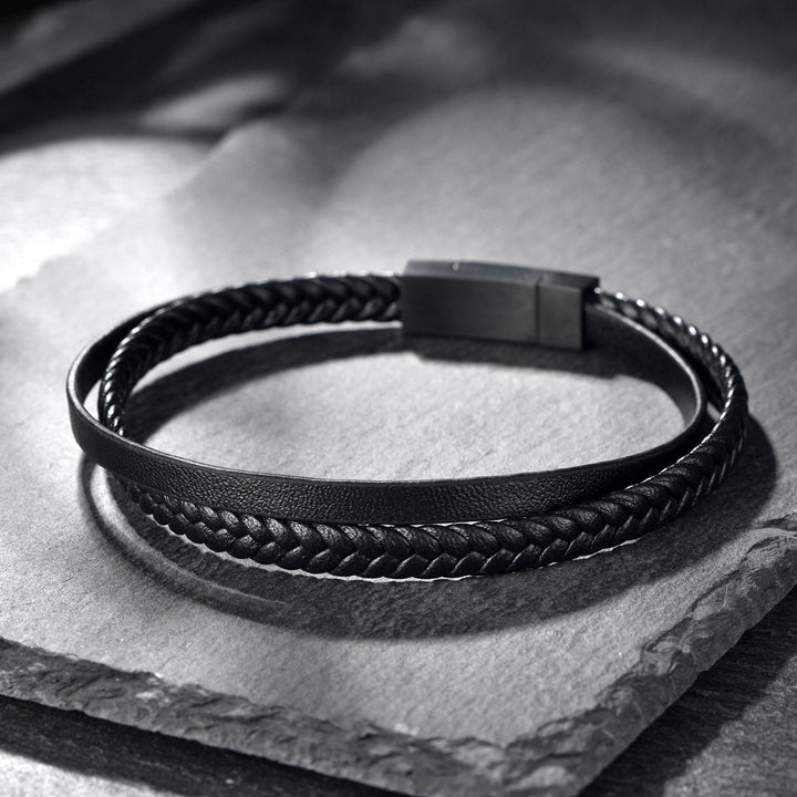 Men's Leather Rope Stainless Steel Couple Leather Bracelet