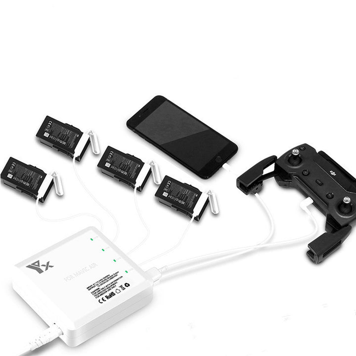 Six-way Charger 4 Batteries Charge Nanny Butler USB Port At The Same Time