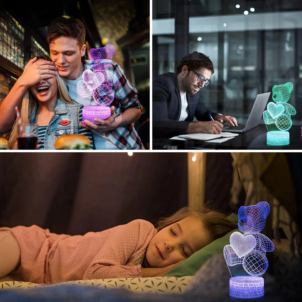3D lamba akrilik usb led gece ışıkları neon işaret lambası Xmas Ev Yatak Odası için Noel Dekorasyonları Doğum Günü Dekoru Sevgililer Günü Hediyeler