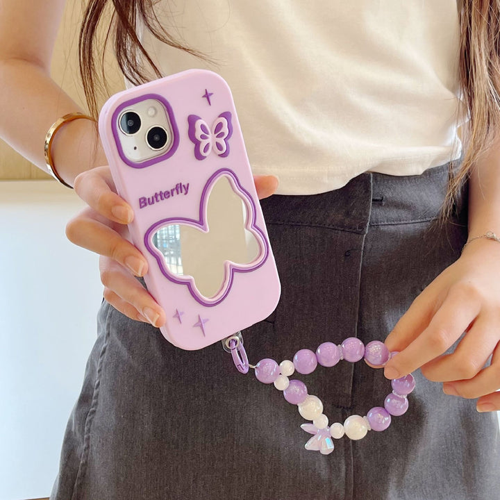 Фиолетовая бабочка зеркала силиконовой телефона.